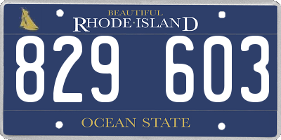 RI license plate 829603