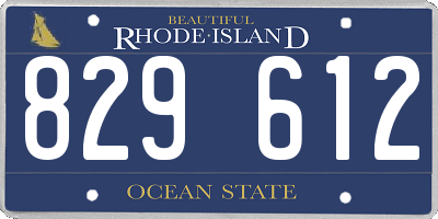 RI license plate 829612