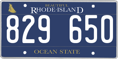 RI license plate 829650