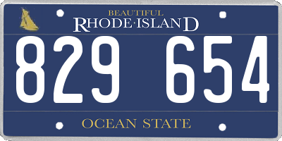RI license plate 829654