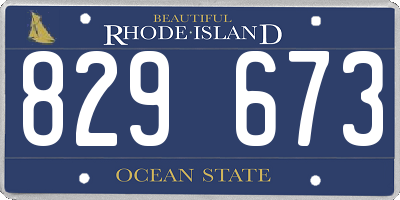 RI license plate 829673