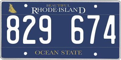 RI license plate 829674