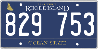 RI license plate 829753