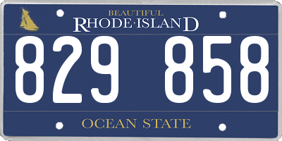 RI license plate 829858