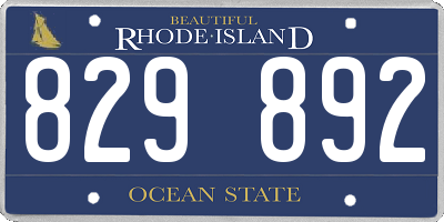 RI license plate 829892