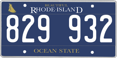 RI license plate 829932
