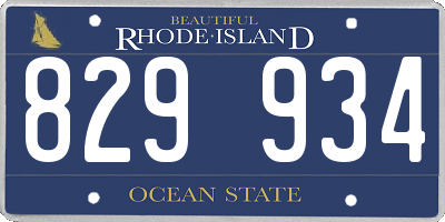 RI license plate 829934
