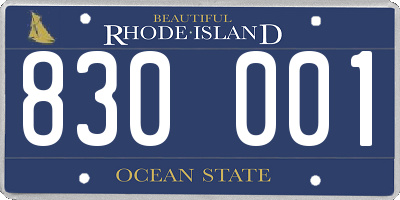 RI license plate 830001