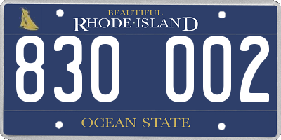 RI license plate 830002