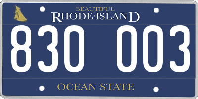 RI license plate 830003