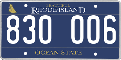 RI license plate 830006