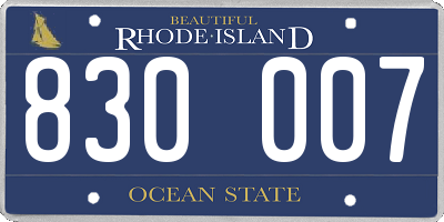 RI license plate 830007