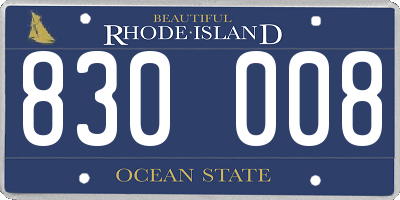 RI license plate 830008