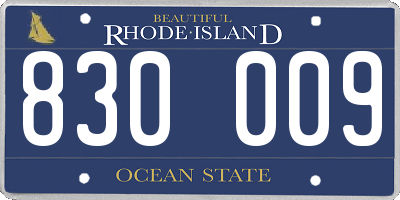 RI license plate 830009