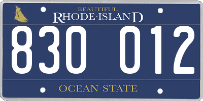 RI license plate 830012