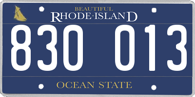 RI license plate 830013