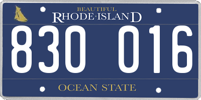 RI license plate 830016