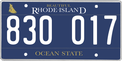 RI license plate 830017