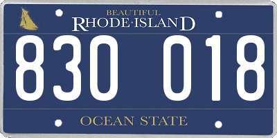 RI license plate 830018