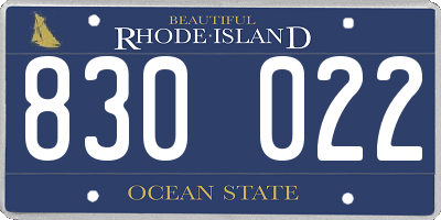 RI license plate 830022