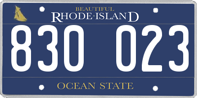 RI license plate 830023