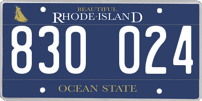 RI license plate 830024