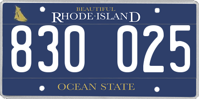RI license plate 830025