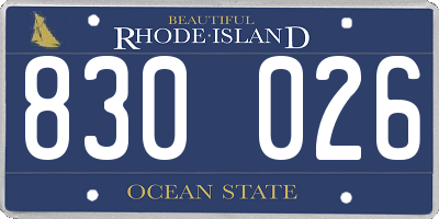RI license plate 830026