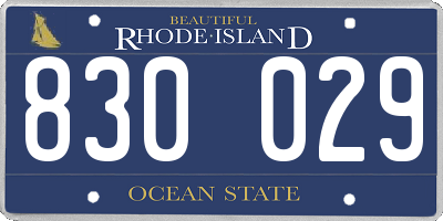 RI license plate 830029