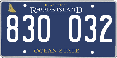 RI license plate 830032