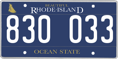 RI license plate 830033