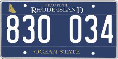 RI license plate 830034