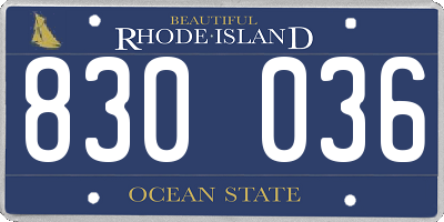 RI license plate 830036