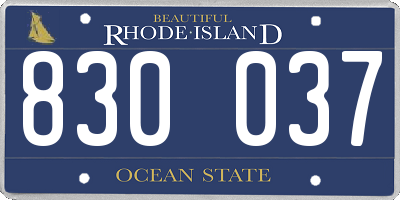 RI license plate 830037