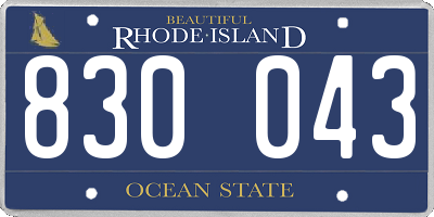 RI license plate 830043