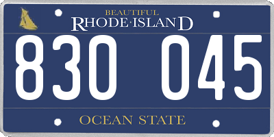 RI license plate 830045