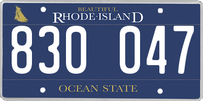 RI license plate 830047