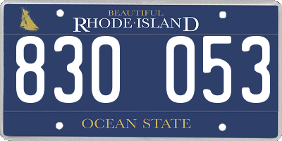 RI license plate 830053