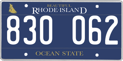 RI license plate 830062
