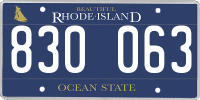 RI license plate 830063