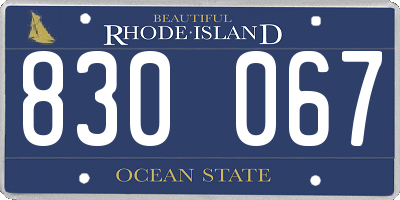 RI license plate 830067