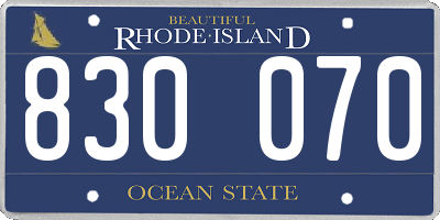 RI license plate 830070