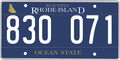 RI license plate 830071