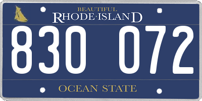 RI license plate 830072