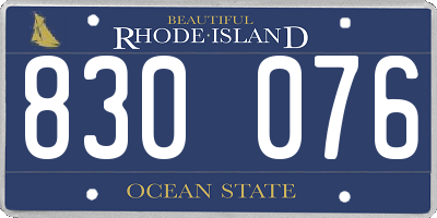RI license plate 830076