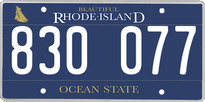 RI license plate 830077