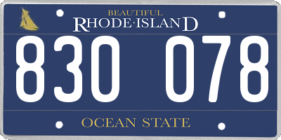 RI license plate 830078