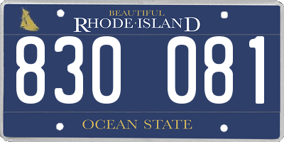 RI license plate 830081