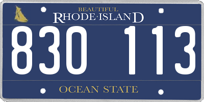 RI license plate 830113