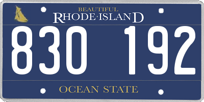 RI license plate 830192